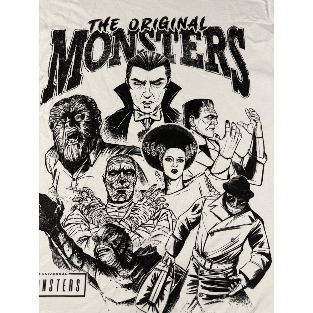 Universal Monsters The Original Monsters White Long Sleeve Graphic Tee Shirt M